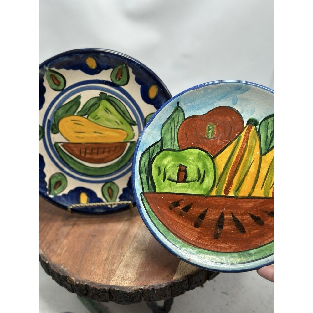 Talavera Mexico Pottery Onofre Hand Painted Plate Set Of 2